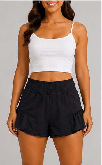 Short con Volantes y Cintura Fruncida