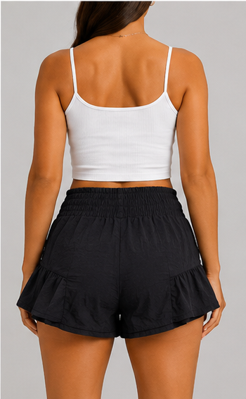 Short con Volantes y Cintura Fruncida