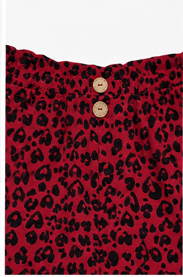 Short Animal Print con Cintura Elástica y Botones Decorativos