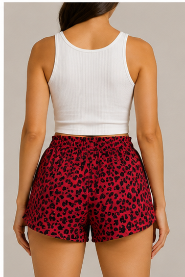 Short Animal Print con Cintura Elástica y Botones Decorativos