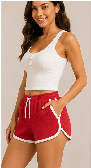 Short Deportivo Rojo con Detalles en Contraste