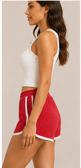 Short Deportivo Rojo con Detalles en Contraste
