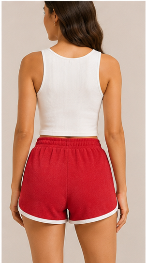 Short Deportivo Rojo con Detalles en Contraste