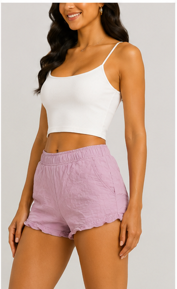Short Casual Rosa con Cintura Elástica
