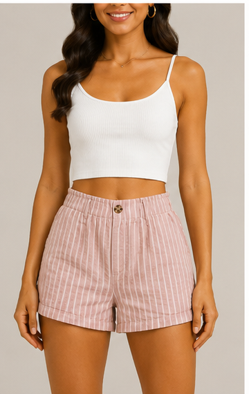 Short de Rayas con Cintura Elástica
