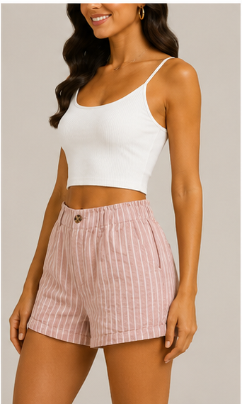 Short de Rayas con Cintura Elástica