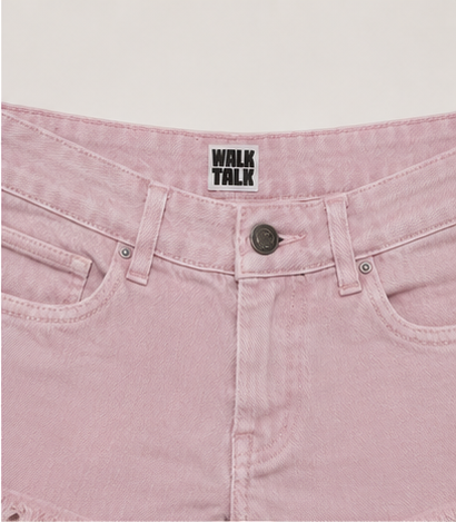 Short de Mezclilla Rosa con Dobladillo Deshilachado para Mujer