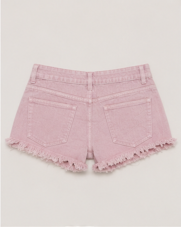 Short de Mezclilla Rosa con Dobladillo Deshilachado para Mujer