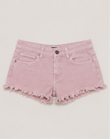 Short de Mezclilla Rosa con Dobladillo Deshilachado para Mujer