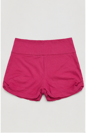 Short de Tiro Alto con Pretina Ancha y Botones Decorativos