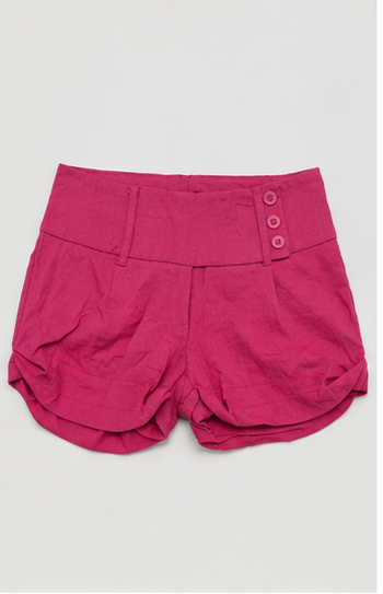 Short de Tiro Alto con Pretina Ancha y Botones Decorativos