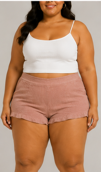 Short de Tiro Alto con Acabado Texturizado