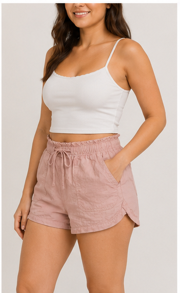 Short Rosa Empolvado con Cintura Ajustable