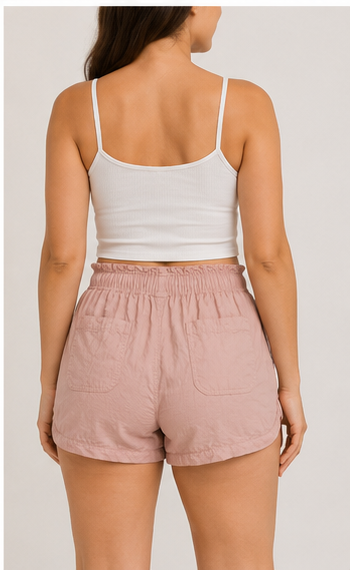 Short Rosa Empolvado con Cintura Ajustable