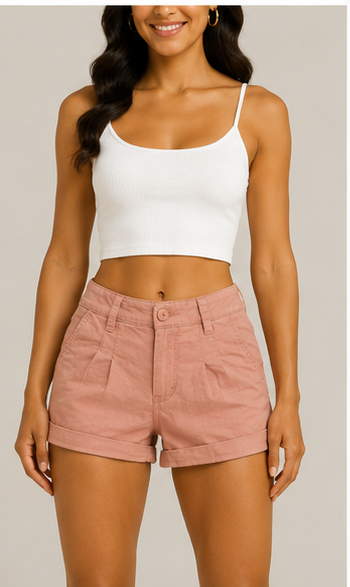 Short Casual de Tiro Alto Color Rosa