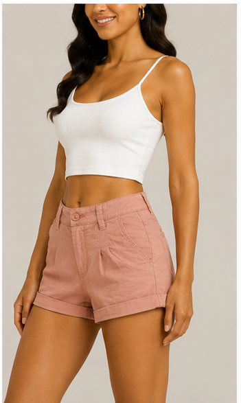 Short Casual de Tiro Alto Color Rosa