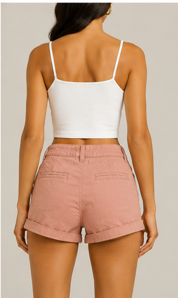 Short Casual de Tiro Alto Color Rosa