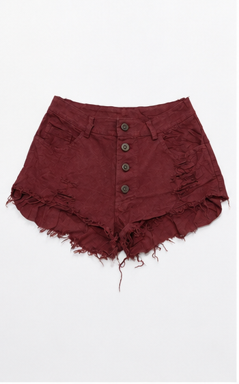 Short de mezclilla desgastado con botones al frente