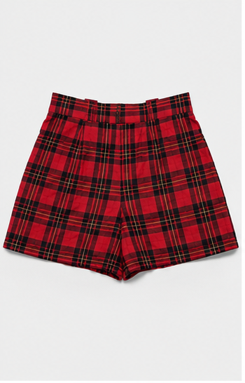 Short de Cuadros Escoceses de Tiro Alto