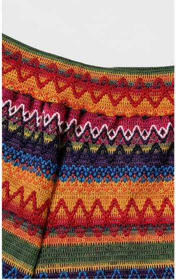 Short Tejido Multicolor de Estilo Bohemio