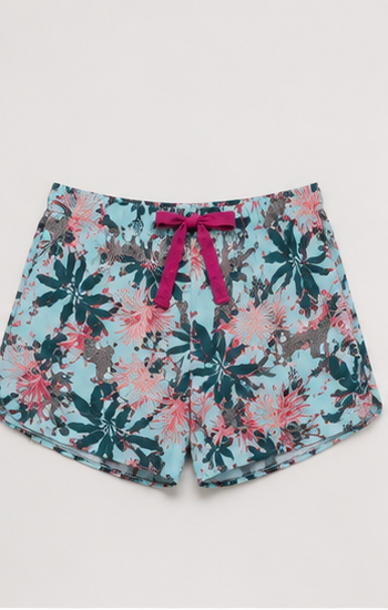 Short Floral Tropical con Cintura Elástica y Cordón Ajustable