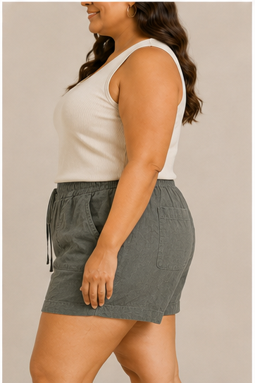 Short Verde Oliva con Cintura Ajustable