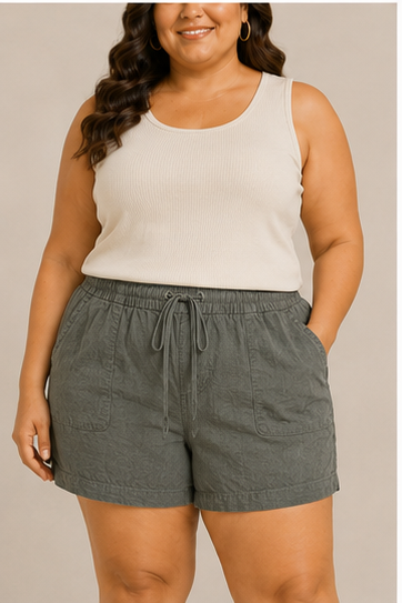 Short Verde Oliva con Cintura Ajustable