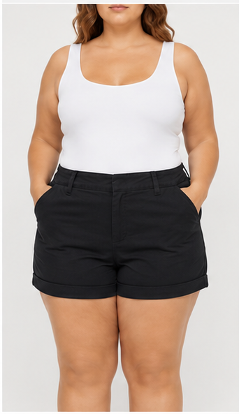 Short Clásico de Tiro Medio con Dobladillo Negro