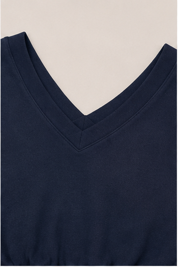 Sudadera Crop de Manga Larga con Escote en V
