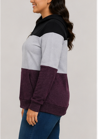 Sudadera Color Block con Capucha para Mujer