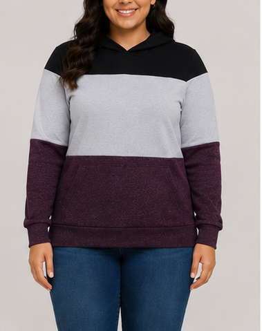 Sudadera Color Block con Capucha para Mujer