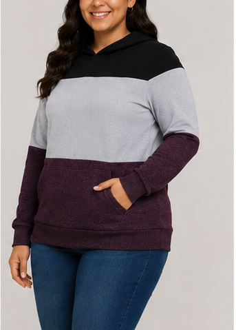 Sudadera Color Block con Capucha para Mujer