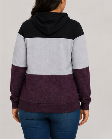 Sudadera Color Block con Capucha para Mujer