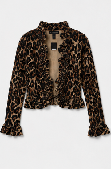 Suéter tipo cárdigan con estampado animal print