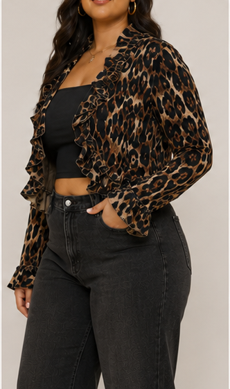 Suéter tipo cárdigan con estampado animal print