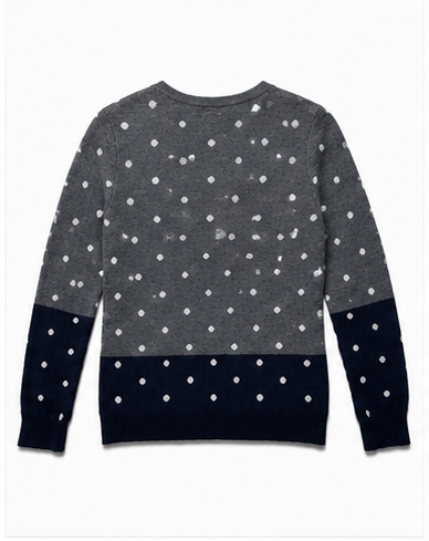 Suéter de Punto con Estampado de Lunares y Manga Larga