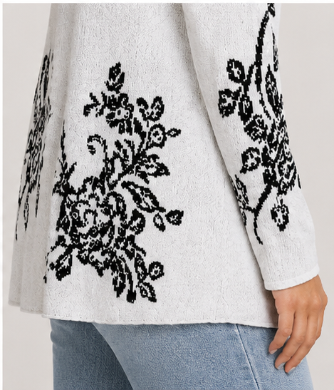 Suéter tipo cárdigan con estampado floral