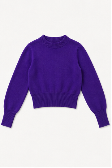 Suéter Crop de Punto Morado de Manga Larga