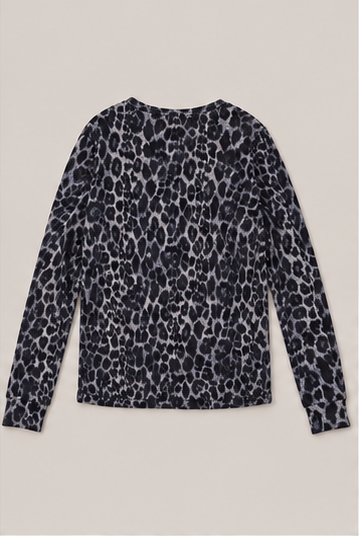Blusa Animal Print de Manga Larga con Ajuste en la Cintura