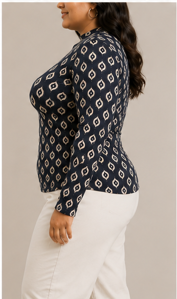 Blusa de Manga Larga con Estampado Geométrico