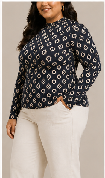 Blusa de Manga Larga con Estampado Geométrico