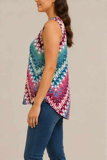 Blusa Sin Mangas Estampada para Mujer