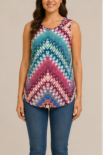 Blusa Sin Mangas Estampada para Mujer