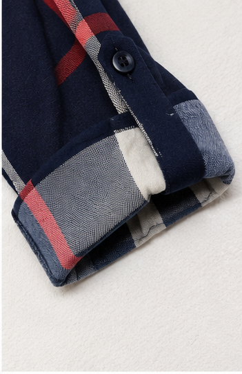Blusa a Cuadros de Manga 3/4 con Escote en V