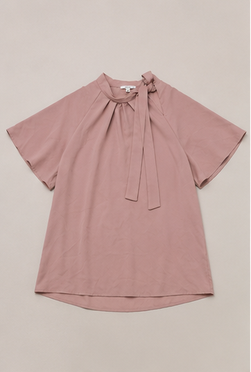 Blusa Elegante con Lazo al Cuello – Rosa Palo