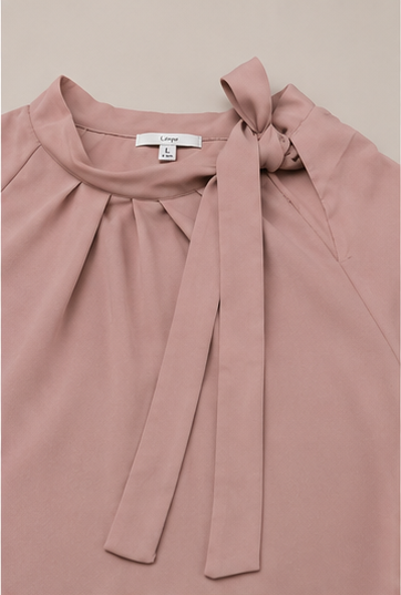 Blusa Elegante con Lazo al Cuello – Rosa Palo
