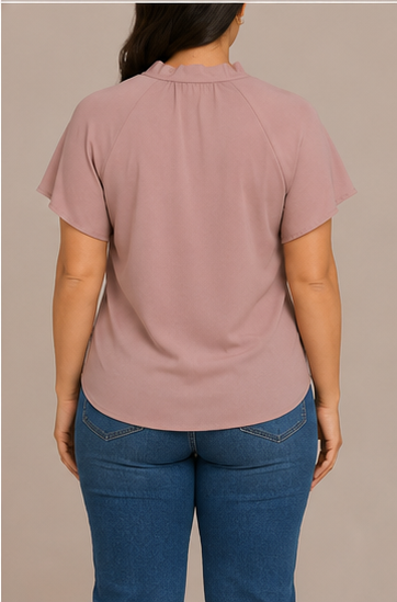 Blusa Elegante con Lazo al Cuello – Rosa Palo