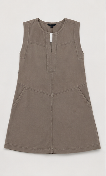 Vestido Línea A sin Mangas con Bolsillos – Taupe