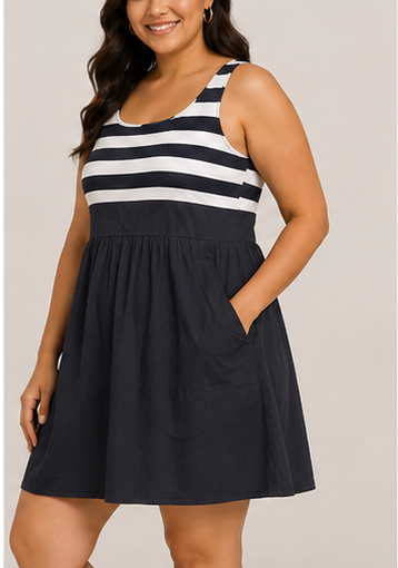 Vestido Casual de Tirantes con Rayas
