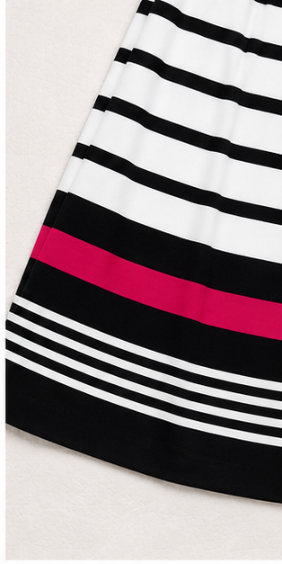 Vestido Midi de Rayas con Detalle en Contraste